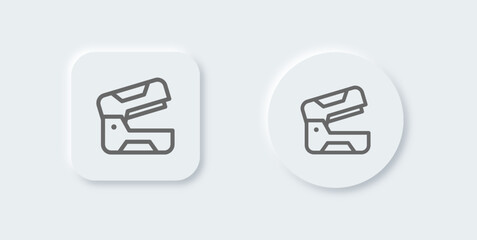 Stapler line icon in neomorphic design style. Stationery signs vector illustration.