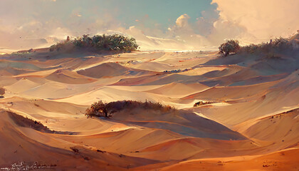 Fototapeta na wymiar sand dunes desert forest background design illustration Generative AI Content by Midjourney