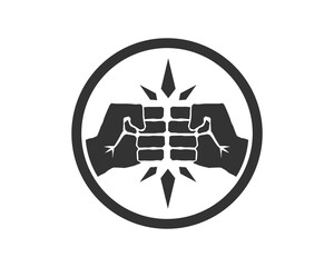 Hands fist bumb icon symbol shape. Friendship revolution logo sign. Vector illustration image. Isolated on white background.