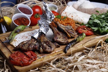 grilled meat and vegetables