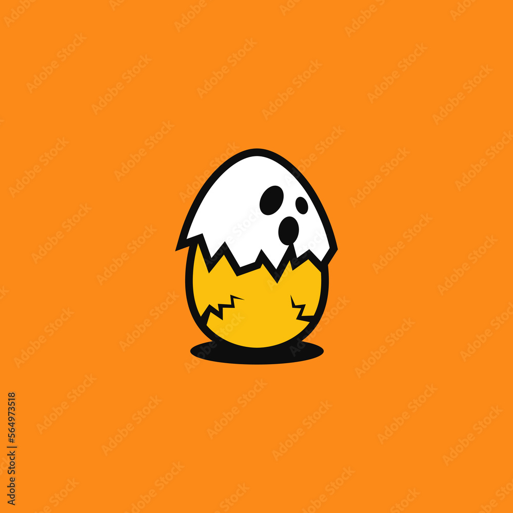 Sticker ghost egg. creative logo design.