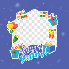 Happy birthday social media frame template