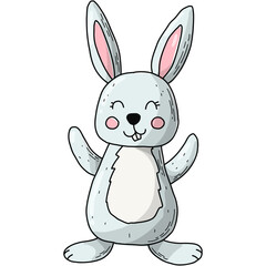 Easter bunny PNG element, hand drawn doodle, cartoon clip art for stickers, prints, cards, posters, sublimations, etc. 