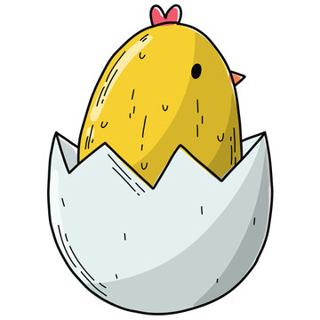 Easter chick PNG element, hand drawn doodle, cartoon clip art for stickers, prints, cards, posters, sublimations, etc. 