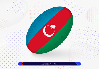 Rugby ball with the flag of Azerbaijan on it. Equipment for rugby team of Azerbaijan.