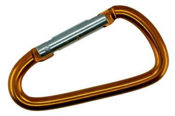Carabiner on a transparent background, close-up of photo