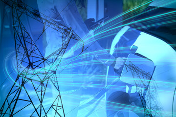 Composite image of blue abstract design