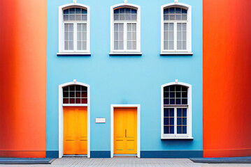 Simple and colorful architectural photography,colorful houses on island city,colorful houses in island