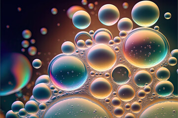 Iridescent bubbles background, wallpaper, pattern, Generative AI