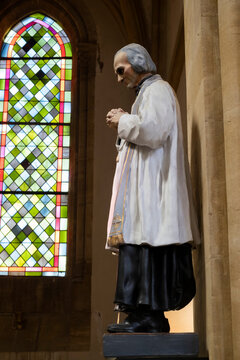 statue of Satan in a church in France