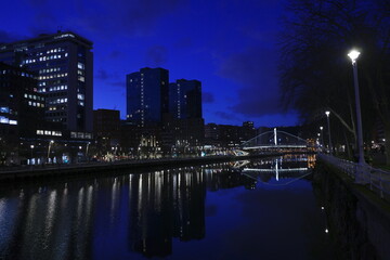 Evening in he city of Bilbao