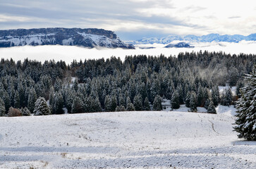 Paysage de montagne à proximité d'Aix les Bains, France, Savoie, massif des Bauges, mont Revard