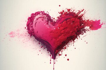 Happy Valentine's Day, Abstract Heart Splash Paint, Generative AI