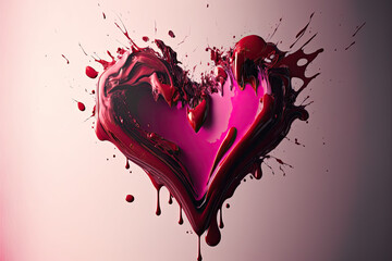 Happy Valentine's Day, Abstract Heart Splash Paint, Generative AI