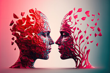 Loving couple on a double exposure effect, Generative AI