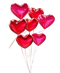 Fototapeta na wymiar red pink heart with a heart png 3d illustration balloon love romance romantic valentine set