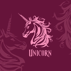 Fototapeta premium unicorn pink vector 2d logo minimalism