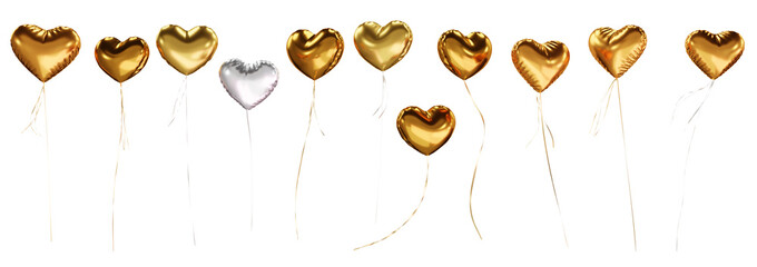 golden heart with a heart png 3d illustration balloon love romance romantic valentine set © object.things