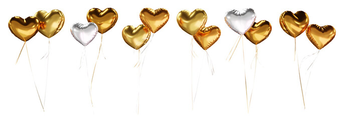 golden heart with a heart png 3d illustration balloon love romance romantic valentine set