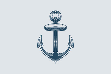 Hand drawing vintage anchor ocean theme isolated on white background.