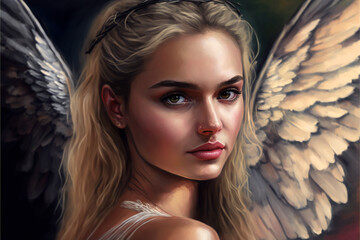 mulher com asas de anjo, criado com iteligencia artificial 
