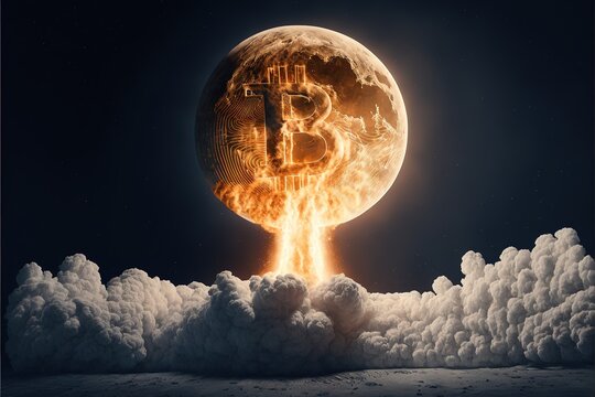 Bitcoin to the moon, photo generated by IA, crypto coin, 
