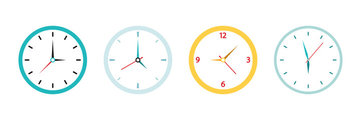 Clock icon. Set of watches. Flat style. vector.