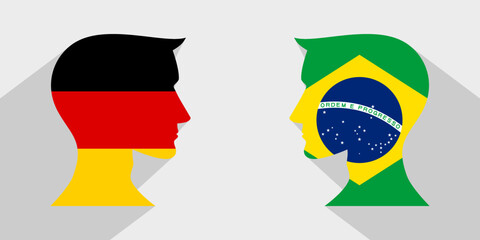 face to face concept. germany vs brazil. vector illustration