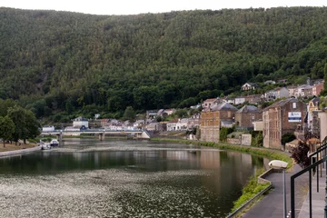 Fototapeten MontThermé, a smalle village in the French Ardennes, in the Maas Valley © twanwiermans