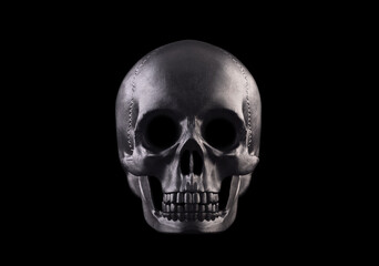Human skull isolated on black background with clipping path