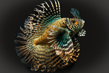 Closeup of a bright and colorful lionfish