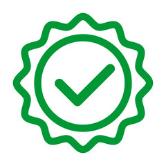 Checkmark certification badge icon. Permit or pass. Vector.