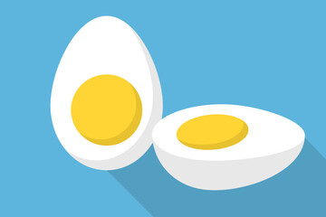Boiled egg icon isolated on blue background. Vector.
