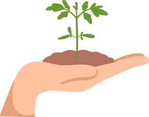 Fototapeta na wymiar hand planting plants in rich soil flat icon