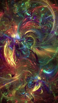 Abstract fractal art loop background, perhaps suggestive of chaos or an expressionist painting. Vertical format.