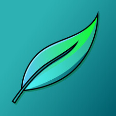 Leaf icon vector isolated. green turquoise leaves of trees and plants. Elements for eco and bio logos.