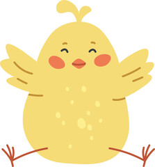 Cheerful yellow chick flat icon