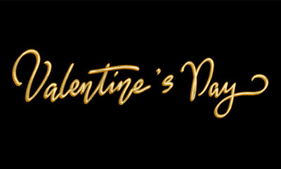 Obraz premium Valentine's Day Glittering Golden Hand Drawn Lettering. Shiny Holiday Text Isolated Design Element