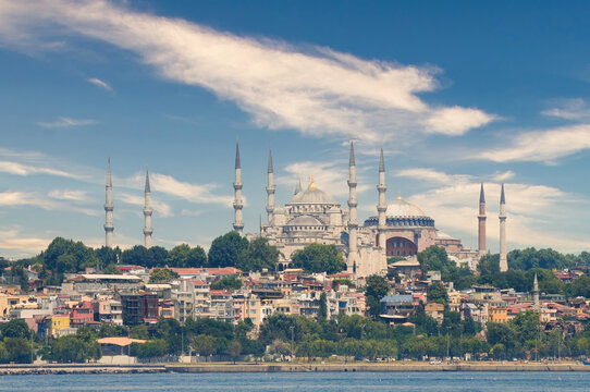 Sultanahmet And Hagia Sophia Mosques, Istanbul, Turkey (Circa 2011)