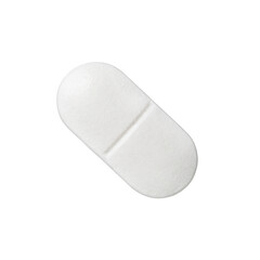 Tablet white medical oval one, medicine, isolated on white background with clipping path
