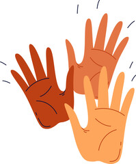 Showing palms of different races flat icon