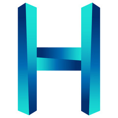 H alphabet 3d logo blue color word number abc AI and png 