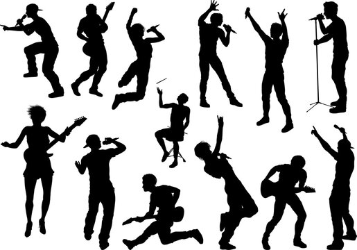 Pop Rock Band or Hiphop Musicians Silhouettes