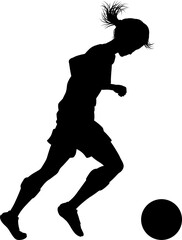 Obraz premium Female Soccer Football Player Woman Silhouette