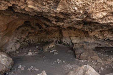 The cave  where the primitive people lived in Tel Yodfat National park, in northern Israel