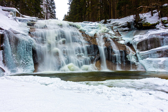Mumlava Waterfall in Harrachov, Krkonose mountains, Czech Republic