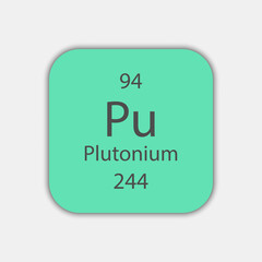 Plutonium symbol. Chemical element of the periodic table. Vector illustration.
