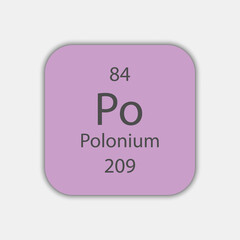 Polonium symbol. Chemical element of the periodic table. Vector illustration.