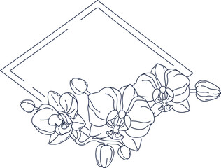 Photo frame with orchid flowers contemporary floral design © Mykola Syvak