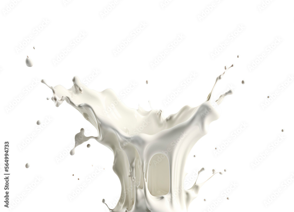 Wall mural milk crown splash. isolated design element on the transparent background. generative ai.